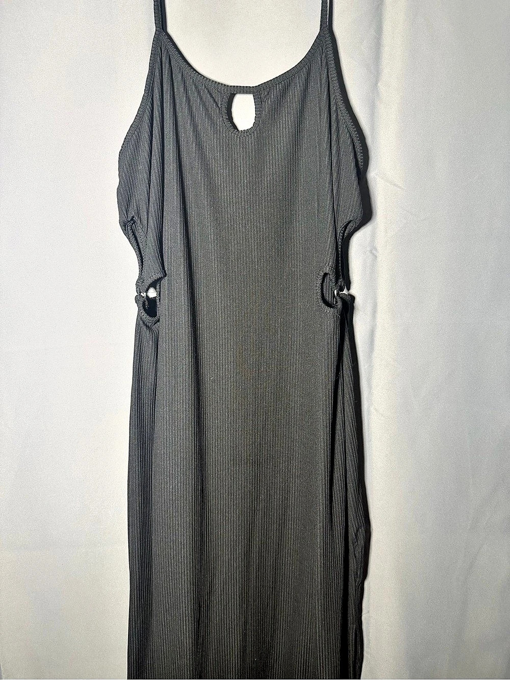 Ribbed Maxi Dress in Black Size 2X